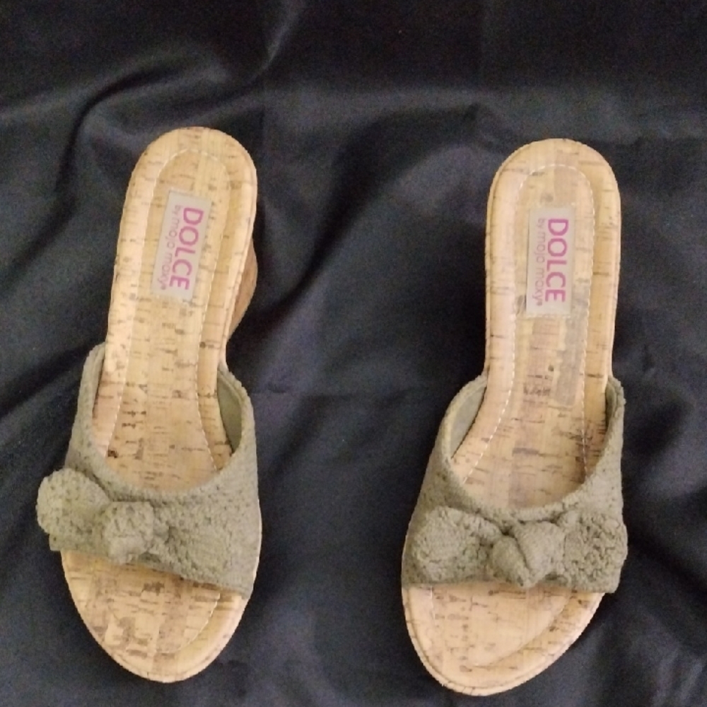 Mojo Moxy Army Mules with Textured Bow Detail